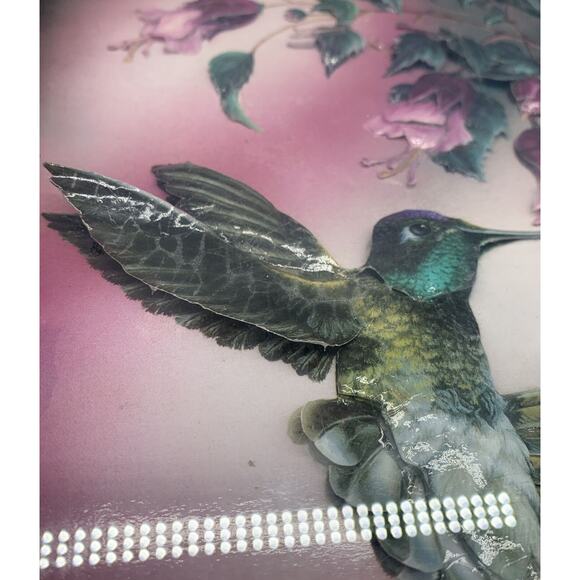 Vintage Crystal Skelley 3D Fushia Hummingbird Framed Art Signed Shadow Box - Picture 5 of 9